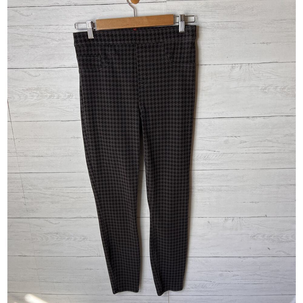 Spanx Leggings Womens Size M/M Black & Gray Houndstooth Pattern Ankle Jean-ish